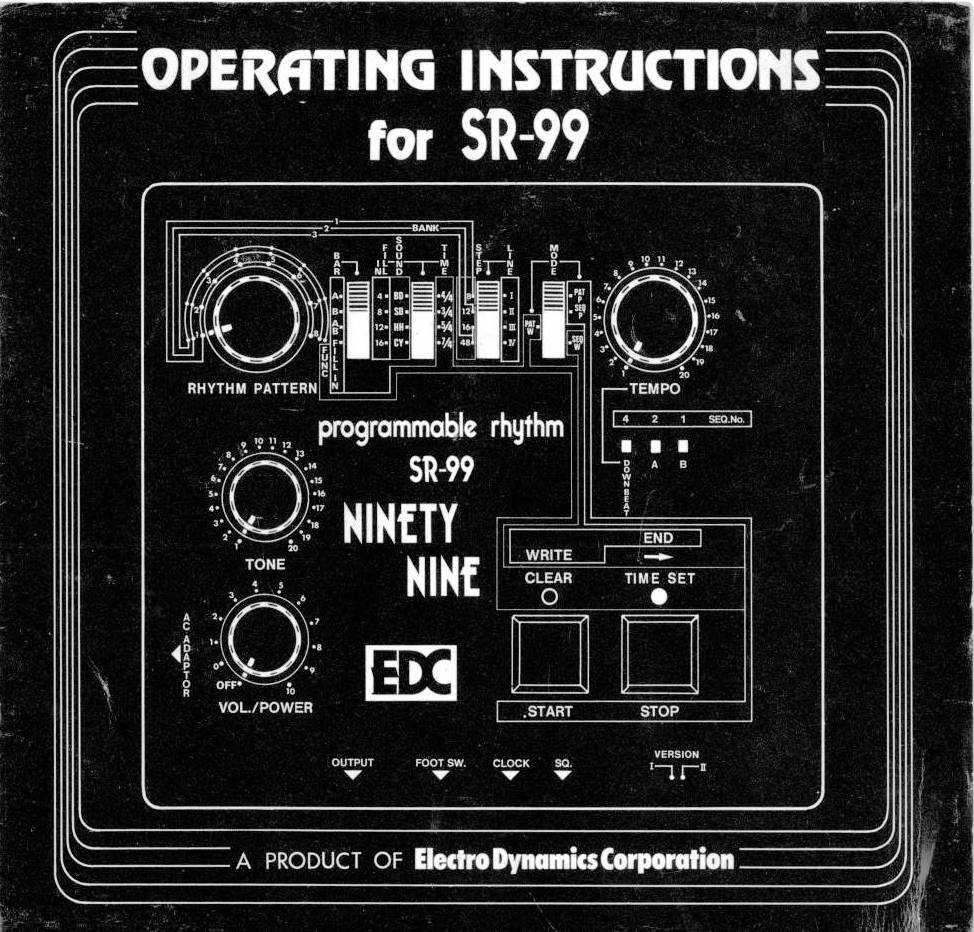 EDC SR-99 Drum Machine Operating Instructions